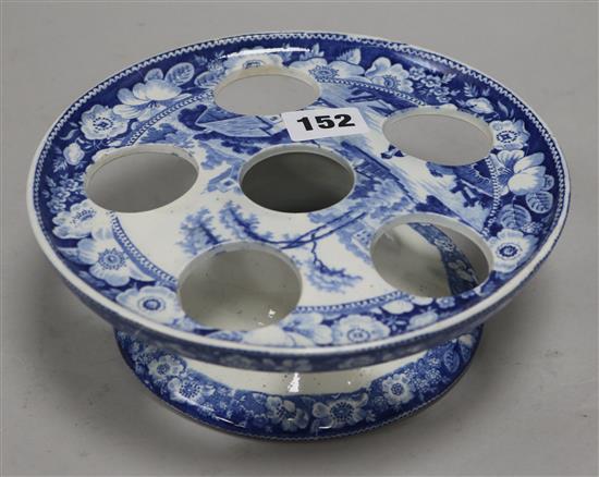 A Victorian blue and white egg stand